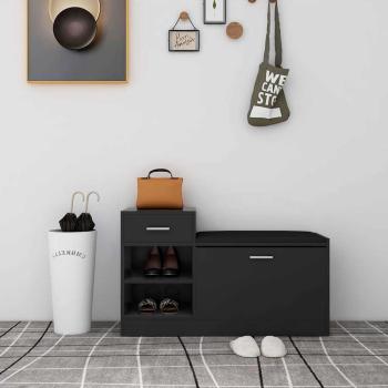 ARDEBO.de - Schuhbank Hochglanz-Schwarz 94,5x31x57 cm Holzwerkstoff