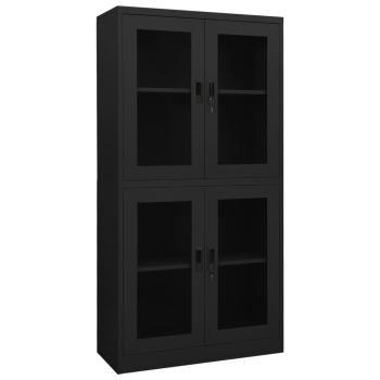 ARDEBO.de - Büroschrank Anthrazit 90x40x180 cm Stahl und Hartglas