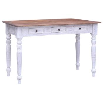 ARDEBO.de - Schreibtisch mit Schubladen Weiß 117x57x75 cm Altholz Massiv