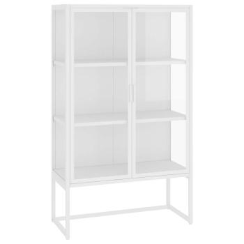 Highboard Weiß 80x35x135 cm Stahl und Gehärtetes Glas