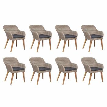 9-tlg. Garten-Essgruppe mit Auflagen Poly Rattan
