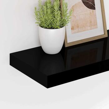 Schweberegale 4 Stk. Hochglanz-Schwarz 50x23,5x3,8 cm MDF