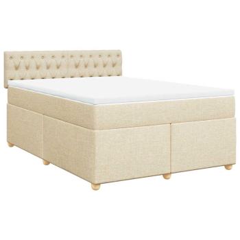 Boxspringbett mit Matratze Creme 140x190 cm Stoff
