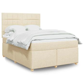ARDEBO.de - Boxspringbett mit Matratze Creme 140x190 cm Stoff