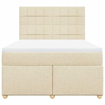 Boxspringbett mit Matratze Creme 140x190 cm Stoff