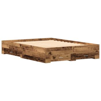 Bettrahmen mit Schubladen Altholz 140 x 200 cm Holzwerkstoff
