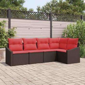 ARDEBO.de - Sofa Set 5 stk. Braun [Synthetisch]: Poly Rattan