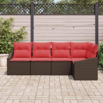 Sofa Set 5 stk. Braun [Synthetisch]: Poly Rattan