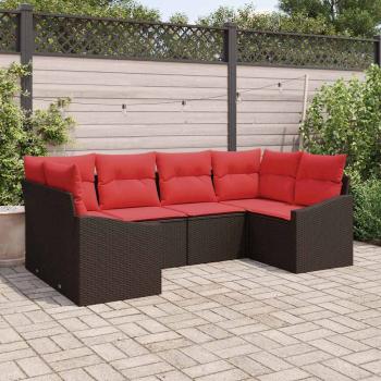 ARDEBO.de - Sofa Set 6 stk. Braun [Synthetisch]: Poly Rattan