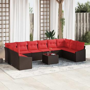 ARDEBO.de - Sofa Set 11 stk. Braun [Synthetisch]: Poly Rattan