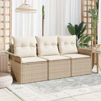 ARDEBO.de - Garten-Sofa-Set 3 stk. Beige Poly Rattan