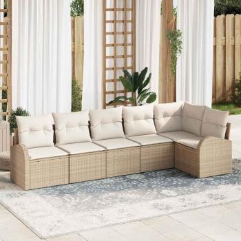 ARDEBO.de - Gartensofa-set 6 stk. Beige und Weiß Poly-Rattan