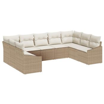 ARDEBO.de - Gartensofa-set 9 stk. Beige und Creme Poly-Rattan