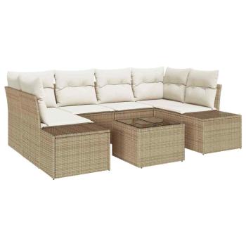 Gartensofa-set 8 stk. Beige und Creme Poly-Rattan