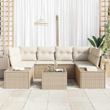 Gartensofa-set 8 stk. Beige und Creme Poly-Rattan
