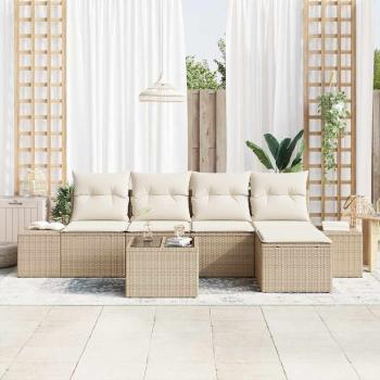 Garten-Sofa-Set 5 stk. Beige und Creme Poly-Rattan