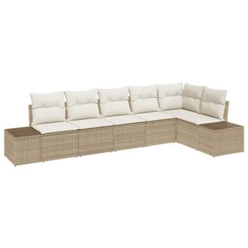 Gartensofa-set 6 stk. Beige und Creme Poly-Rattan