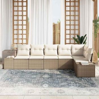 Gartensofa-set 6 stk. Beige und Creme Poly-Rattan