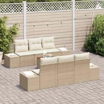 ARDEBO.de - Gartensofa-set 7 stk. Beige und Creme Poly-Rattan