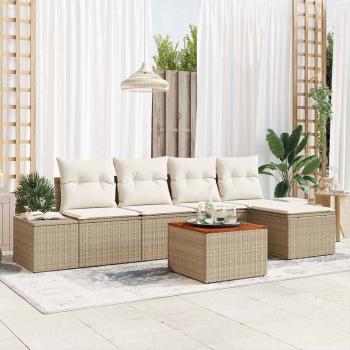 ARDEBO.de - Gartensofa-set 6 stk. Beige und Creme Poly-Rattan