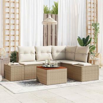 ARDEBO.de - Gartensofa-set 5 stk. Beige und Creme Poly-Rattan