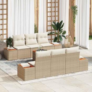 ARDEBO.de - Garten-Sofa-Set 7 stk. Beige Poly Rattan