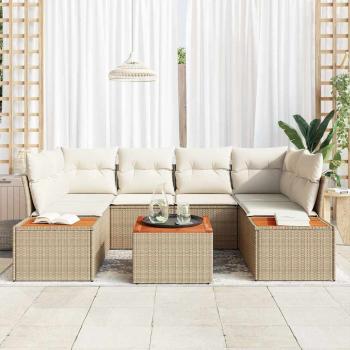 Garten-Sofa-Set 7 stk. Beige Poly Rattan
