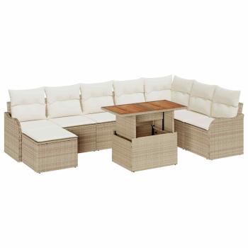 Garten-Sofa-Set 9 stk. Beige Poly Rattan