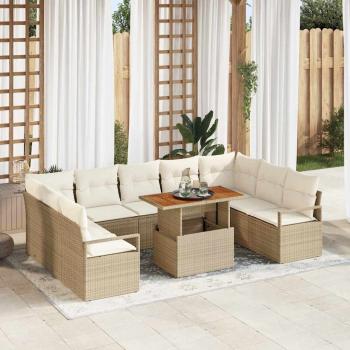 ARDEBO.de - Garten-Sofa-Set 10 stk. Beige Poly Rattan
