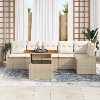Garten-Sofa-Set 7 stk. Beige Poly Rattan