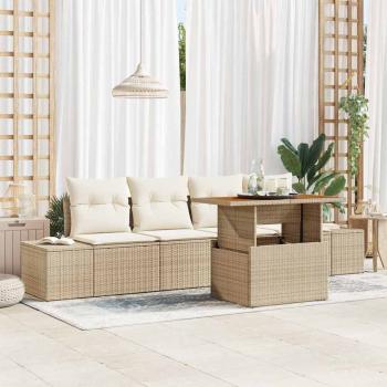ARDEBO.de - Garten-Sofa-Set 5 stk. Beige Poly Rattan