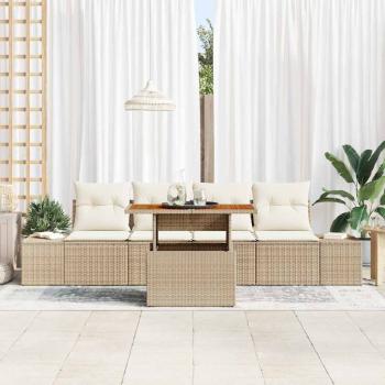 Garten-Sofa-Set 5 stk. Beige Poly Rattan
