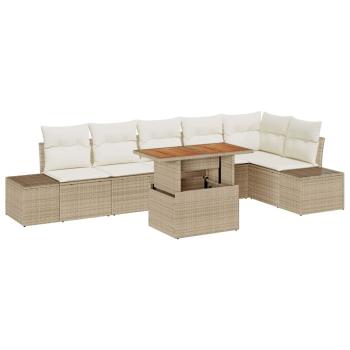 Garten-Sofa-Set 7 stk. Beige Poly Rattan