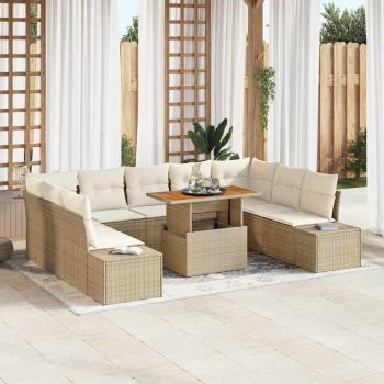 ARDEBO.de - Garten-Sofa-Set 10 stk. Beige Poly Rattan
