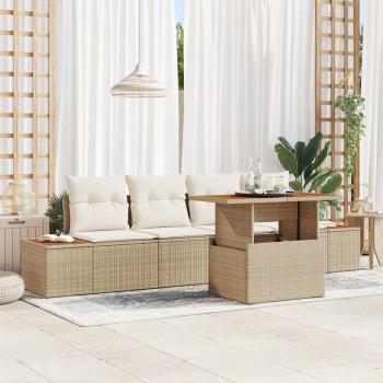 ARDEBO.de - Garten-Sofa-Set 5 stk. Beige Poly Rattan
