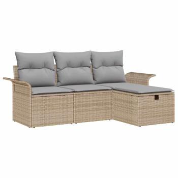 Gartensofa-set 4 Stk. Beige und Hellgrau Poly-Rattan