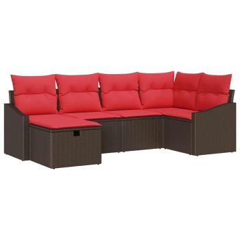Sofa Set 6 stk. Braun Poly-Rattan