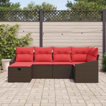 Sofa Set 6 stk. Braun Poly-Rattan