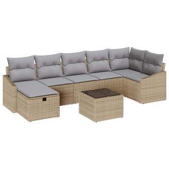 Sofa Set 8 stk. Beige Poly-Rattan