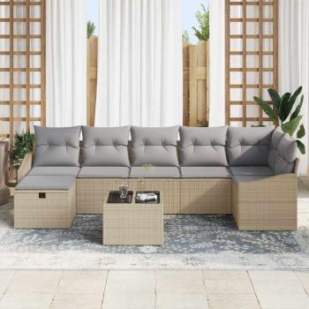 Sofa Set 8 stk. Beige Poly-Rattan
