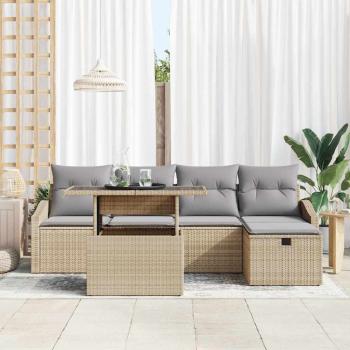 Gartensofa-set 6 stk. Poly-Rattan