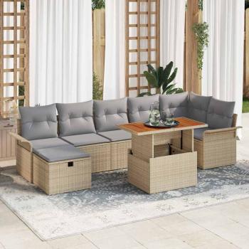 ARDEBO.de - Gartensofa-set 8 stk. Beige Poly-Rattan