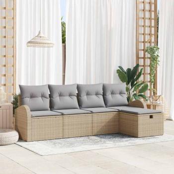 ARDEBO.de - Gartensofa-set 5 stk. Beige Poly-Rattan
