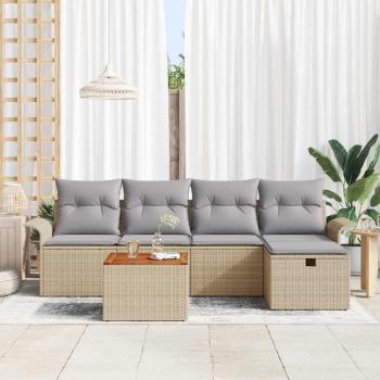 Gartensofa-set 6 stk. Beige Poly Rattan