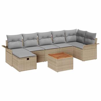 Gartensofa-set 8 Stk. Beige Poly Rattan