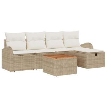 Gartensofa-set 6 stk. Beige Poly Rattan