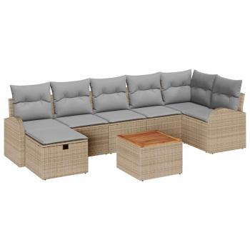 Gartensofa-set 8 stk. Beige Poly Rattan