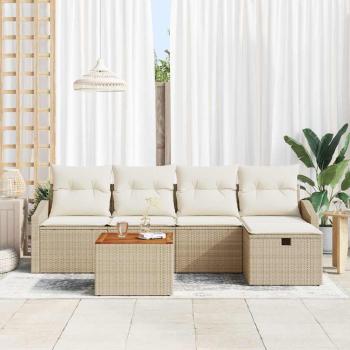 Gartensofa-set 6 stk. Beige Poly Rattan