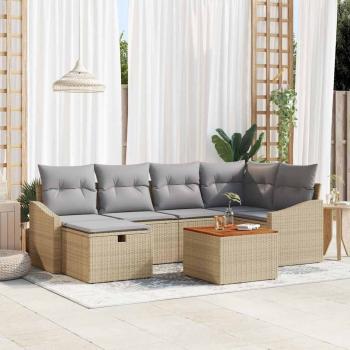 ARDEBO.de - Gartensofa-set 7 stk. Beige Poly Rattan