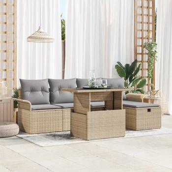 ARDEBO.de - Gartensofa-set 6 stk. Beige Poly-Rattan